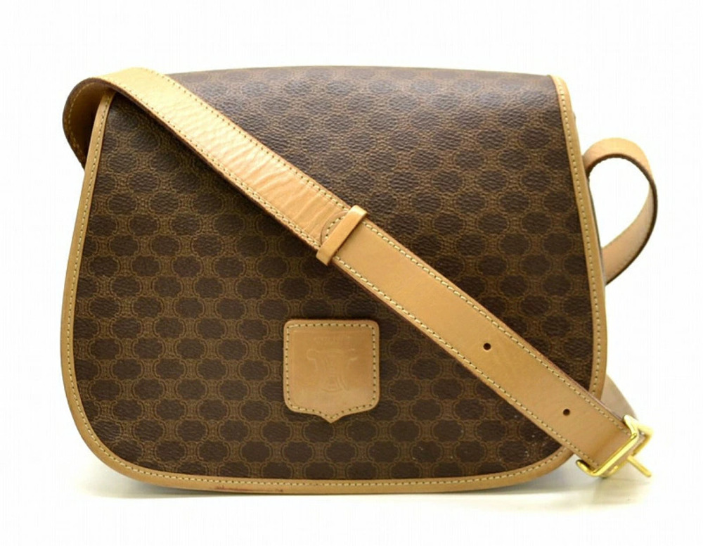 Celine Macadam Blazon Crossbody Bag brown dark